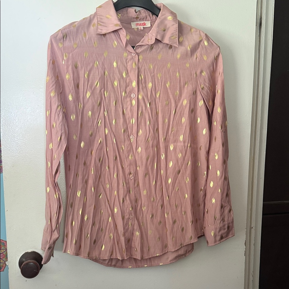 Mazik Pink and Gold Button Down Shirt